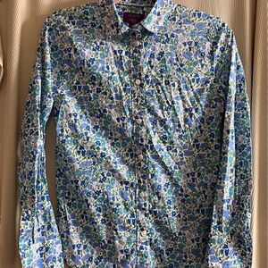 J. Crew Liberty Fabric Blue Floral Button Down Shirt Women’s Size 2